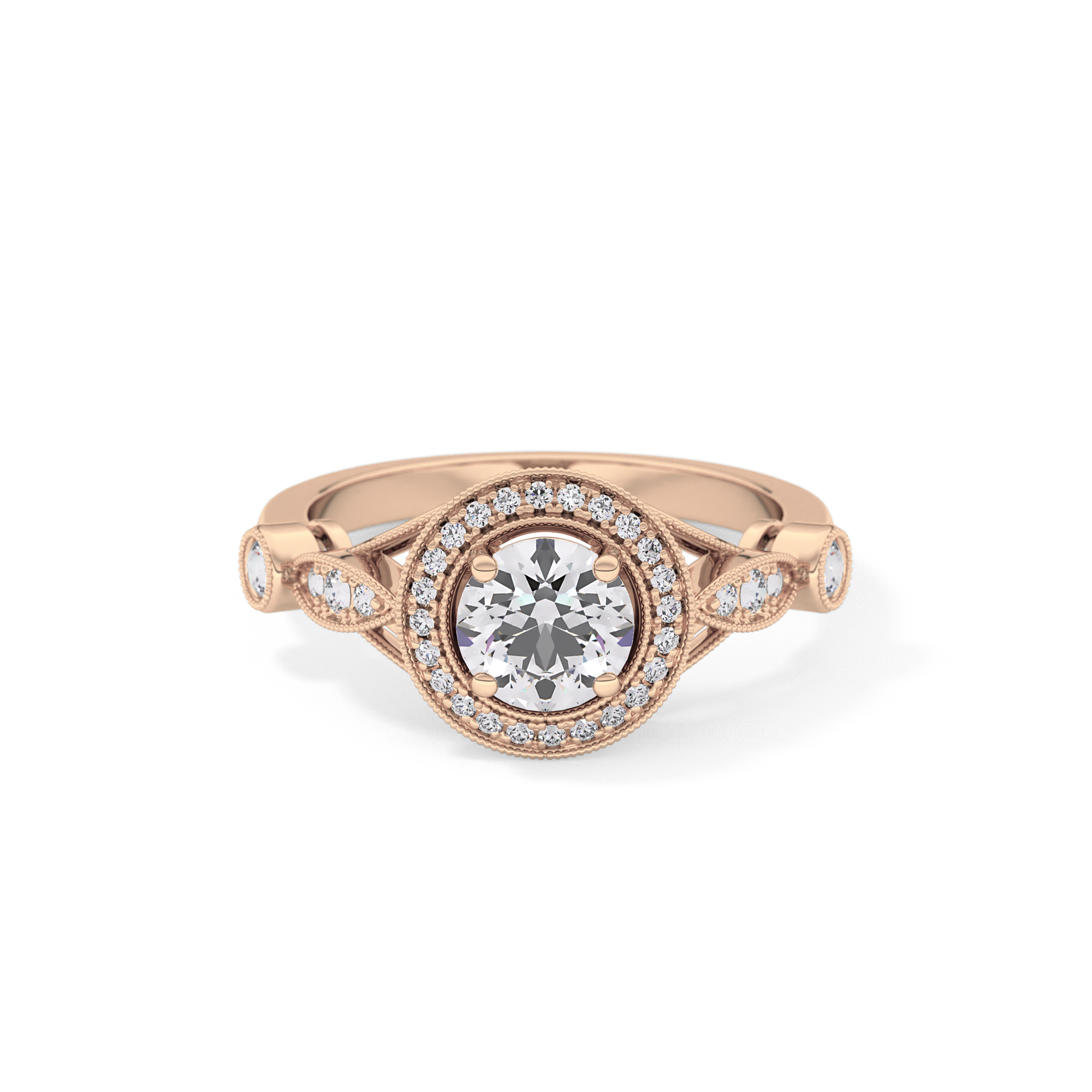 Round Halo & Pave Lab Grown Diamond Engagement Ring