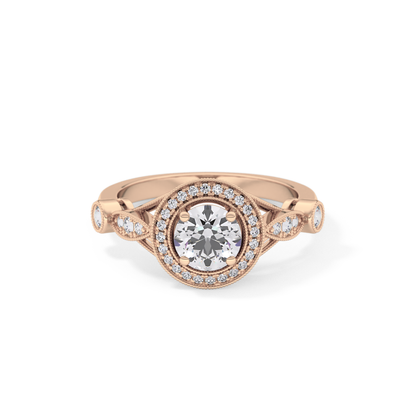 Round Halo & Pave Lab Grown Diamond Engagement Ring