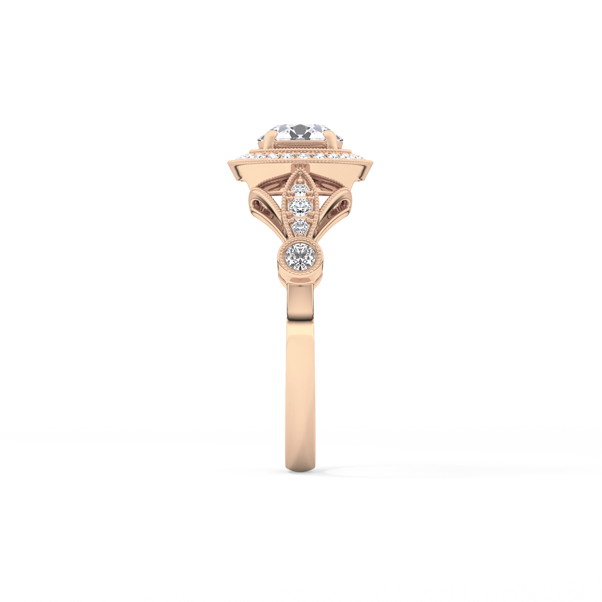 Round Halo & Pave Lab Grown Diamond Engagement Ring
