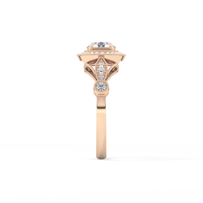 Round Halo & Pave Lab Grown Diamond Engagement Ring