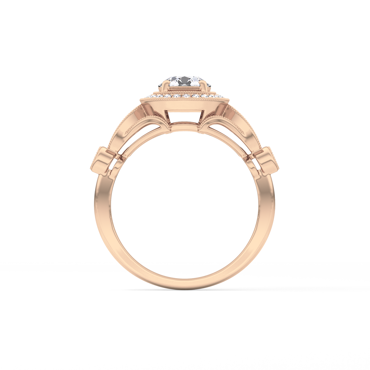 Round Halo & Pave Lab Grown Diamond Engagement Ring