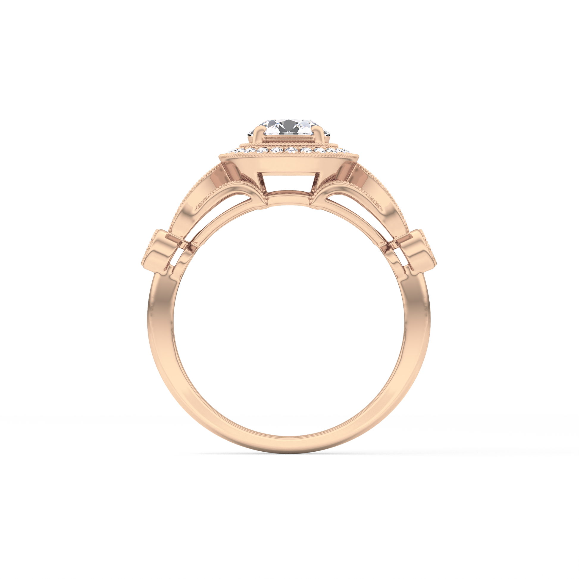Round Halo & Pave Lab Grown Diamond Engagement Ring