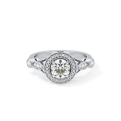 Round Halo & Pave Lab Grown Diamond Engagement Ring