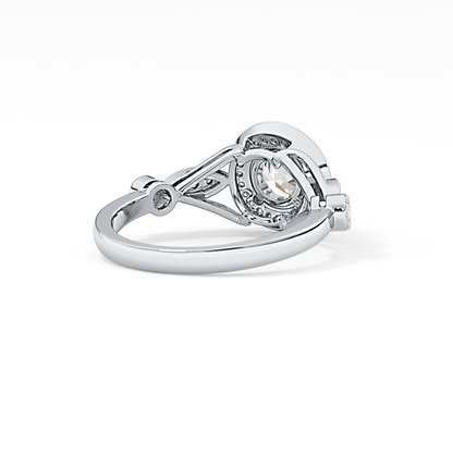 Round Halo & Pave Lab Grown Diamond Engagement Ring