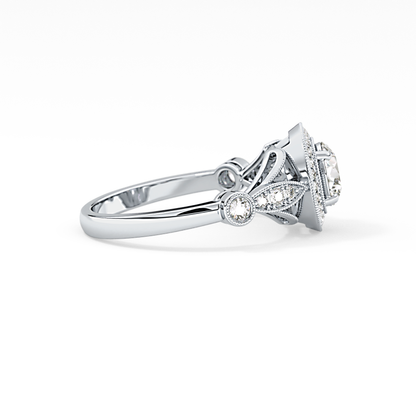 Round Halo & Pave Lab Grown Diamond Engagement Ring