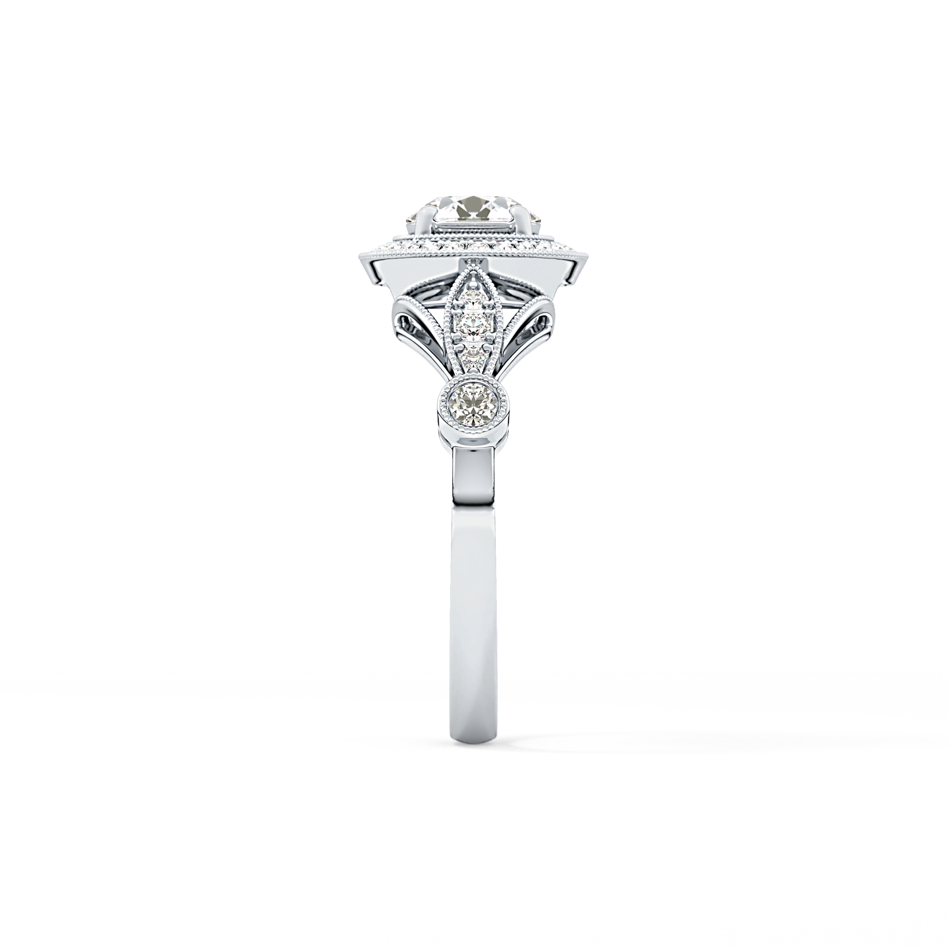 Round Halo & Pave Lab Grown Diamond Engagement Ring