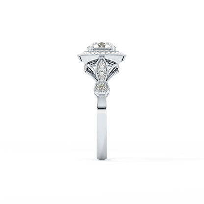 Round Halo & Pave Lab Grown Diamond Engagement Ring