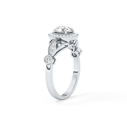 Round Halo & Pave Lab Grown Diamond Engagement Ring