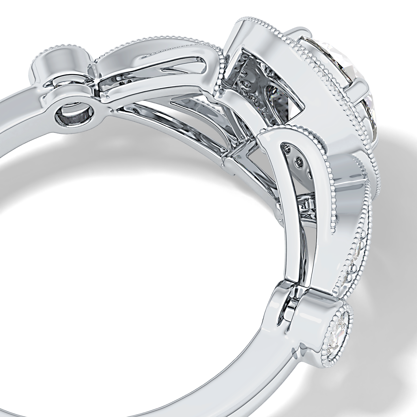 Round Halo & Pave Lab Grown Diamond Engagement Ring