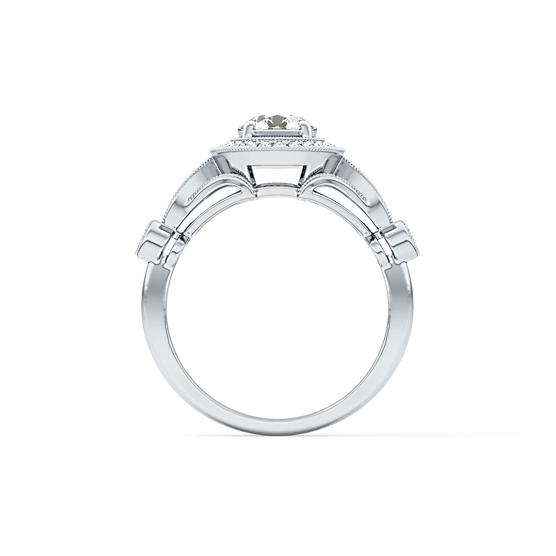 Round Halo & Pave Lab Grown Diamond Engagement Ring