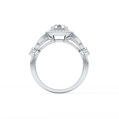 Round Halo & Pave Lab Grown Diamond Engagement Ring