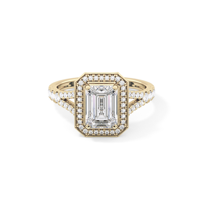 Emerald Halo & Split Shank Pave Lab Grown Diamond Engagement Ring