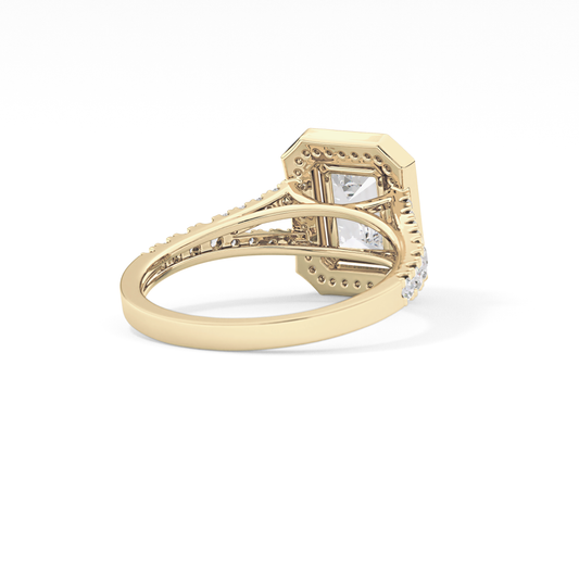 Emerald Halo & Split Shank Pave Lab Grown Diamond Engagement Ring
