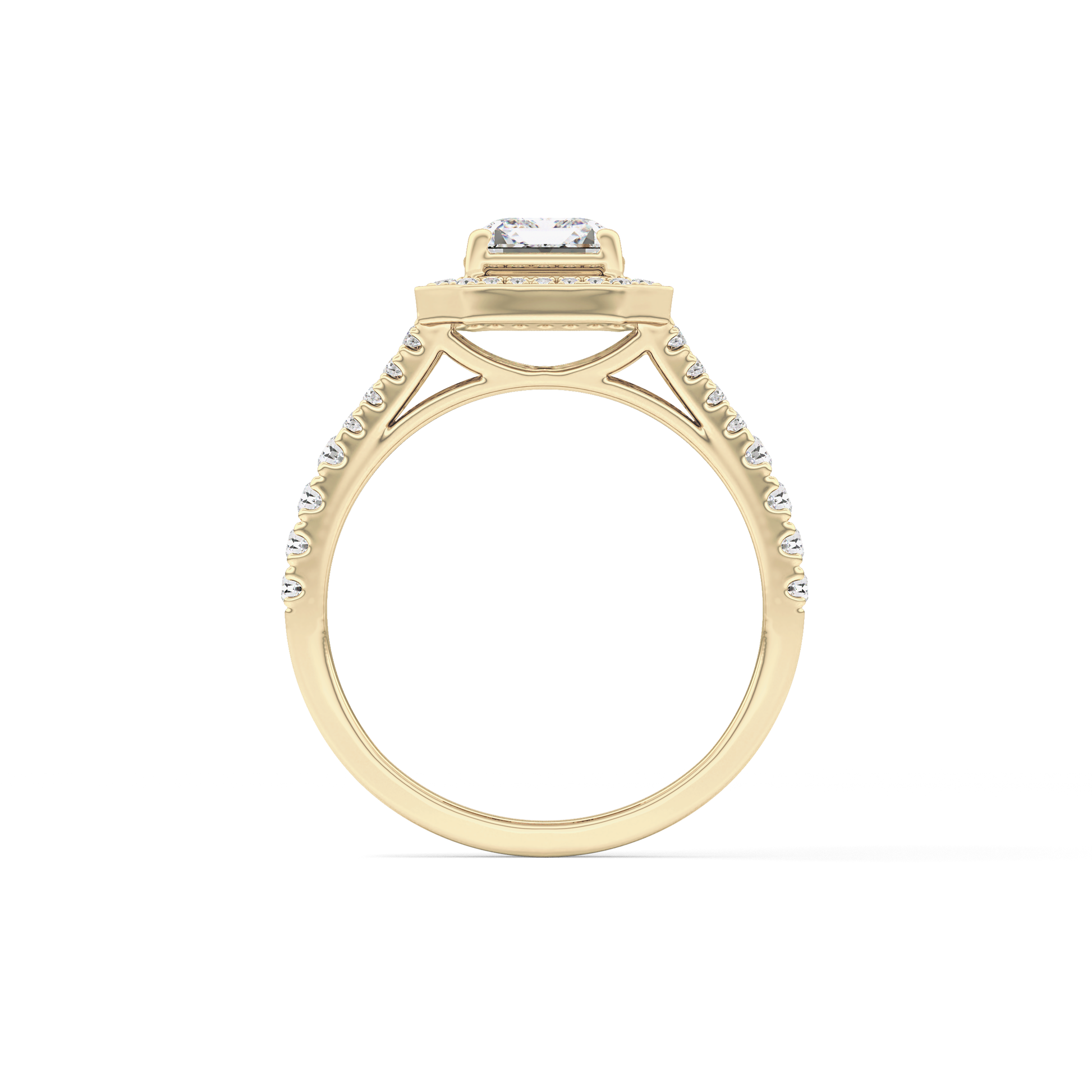 Emerald Halo & Split Shank Pave Lab Grown Diamond Engagement Ring