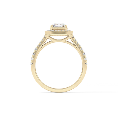 Emerald Halo & Split Shank Pave Lab Grown Diamond Engagement Ring