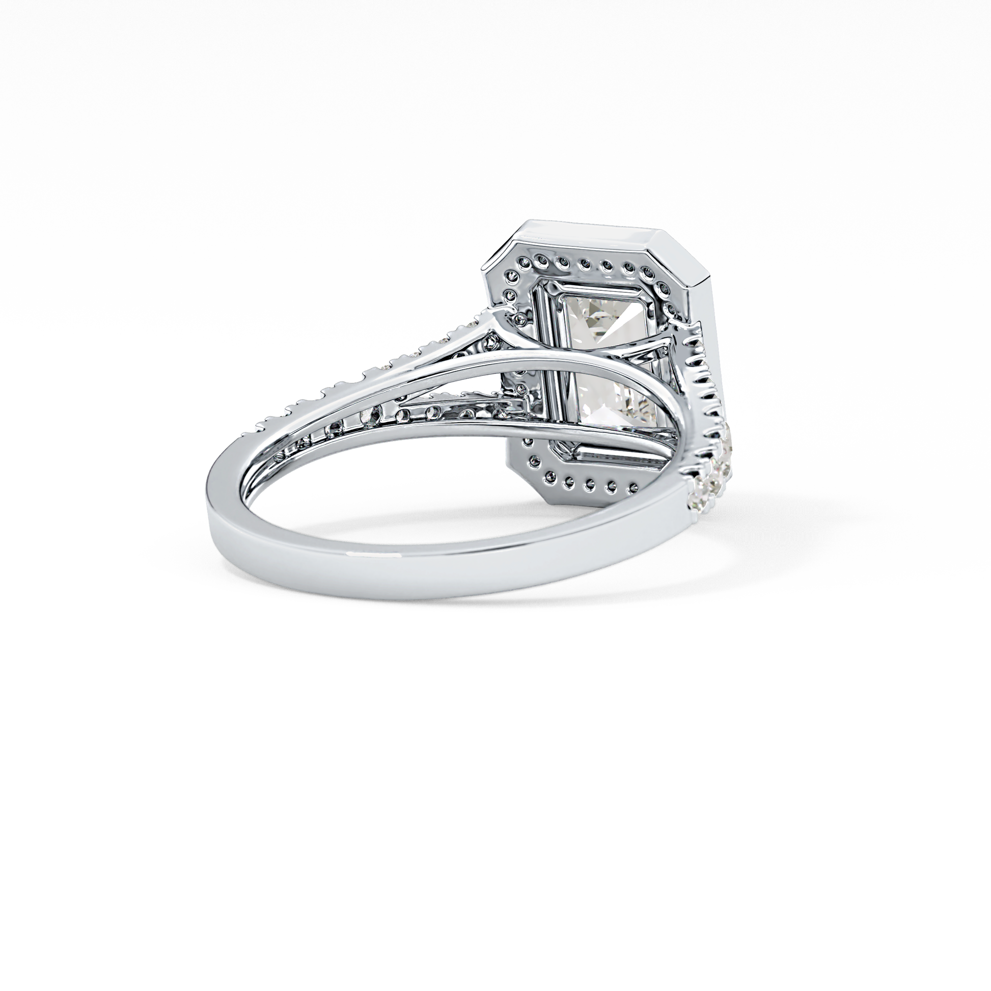 Emerald Halo & Split Shank Pave Lab Grown Diamond Engagement Ring