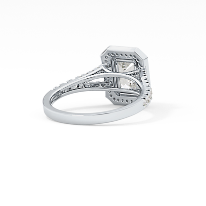 Emerald Halo & Split Shank Pave Lab Grown Diamond Engagement Ring
