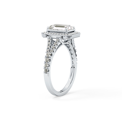 Emerald Halo & Split Shank Pave Lab Grown Diamond Engagement Ring