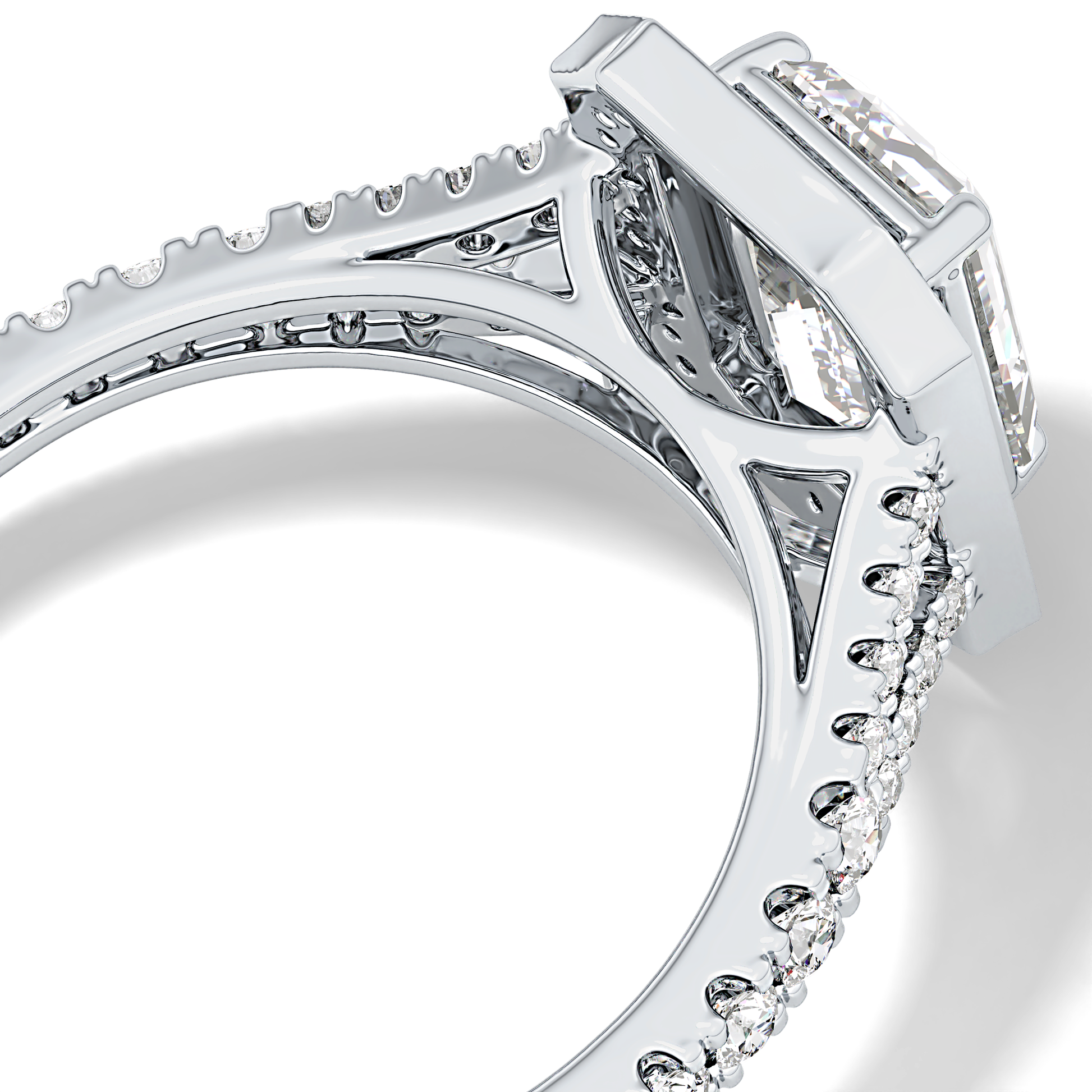 Emerald Halo & Split Shank Pave Lab Grown Diamond Engagement Ring