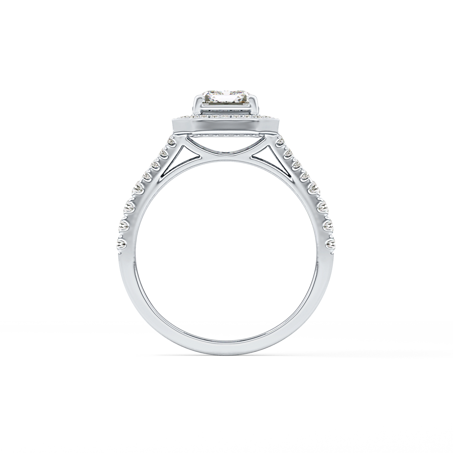 Emerald Halo & Split Shank Pave Lab Grown Diamond Engagement Ring