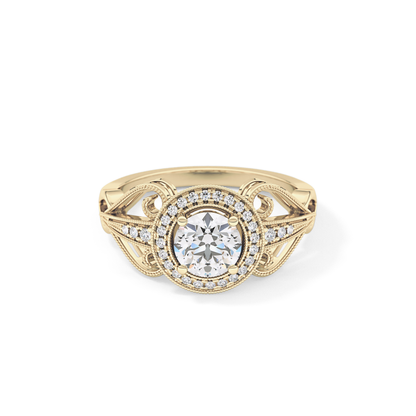Round Halo & Vintage Art Deco Lab Grown Diamond Engagement Ring