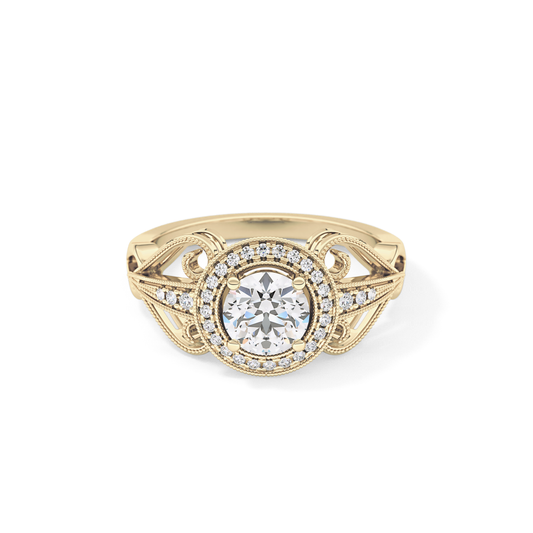 Round Halo & Vintage Art Deco Lab Grown Diamond Engagement Ring
