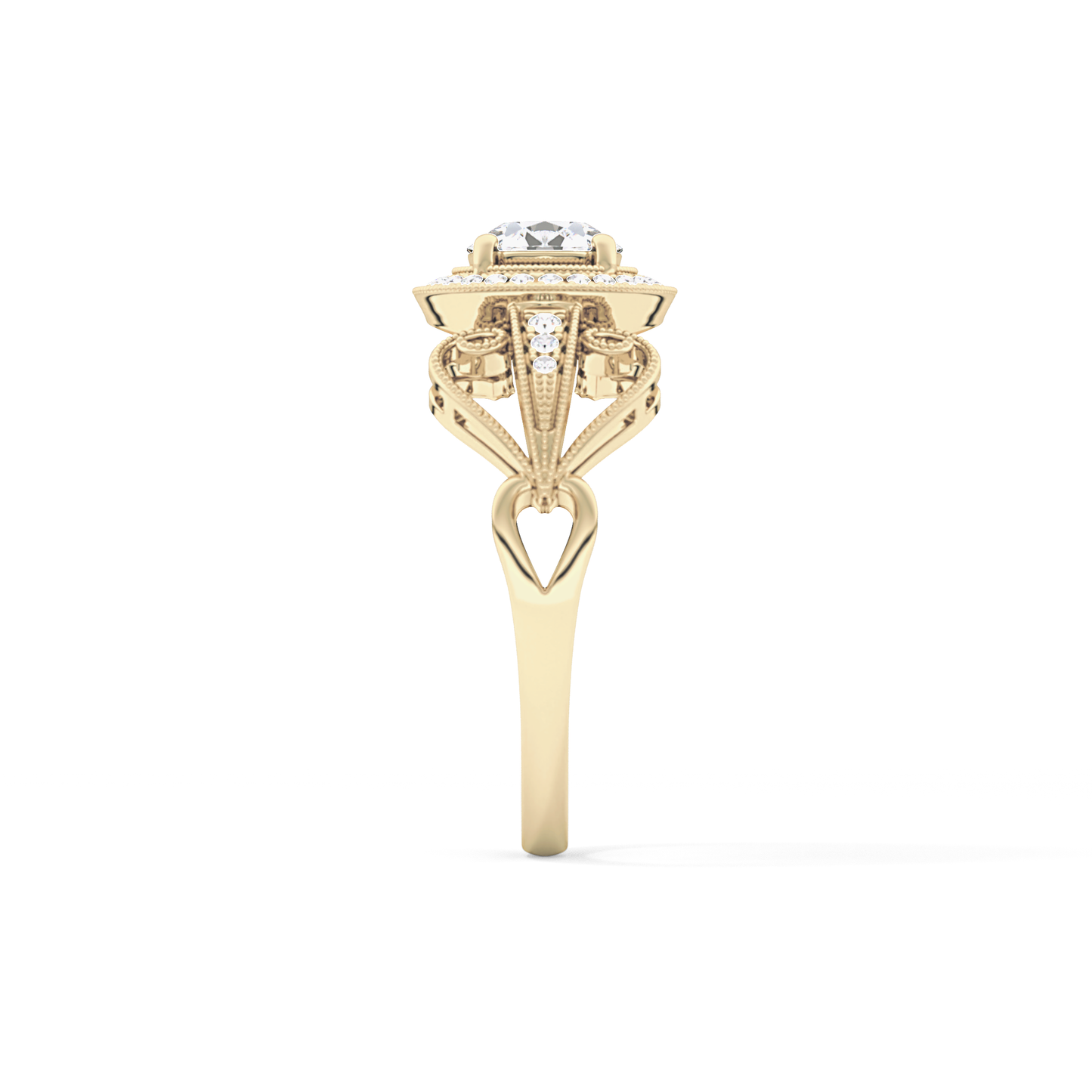 Round Halo & Vintage Art Deco Lab Grown Diamond Engagement Ring