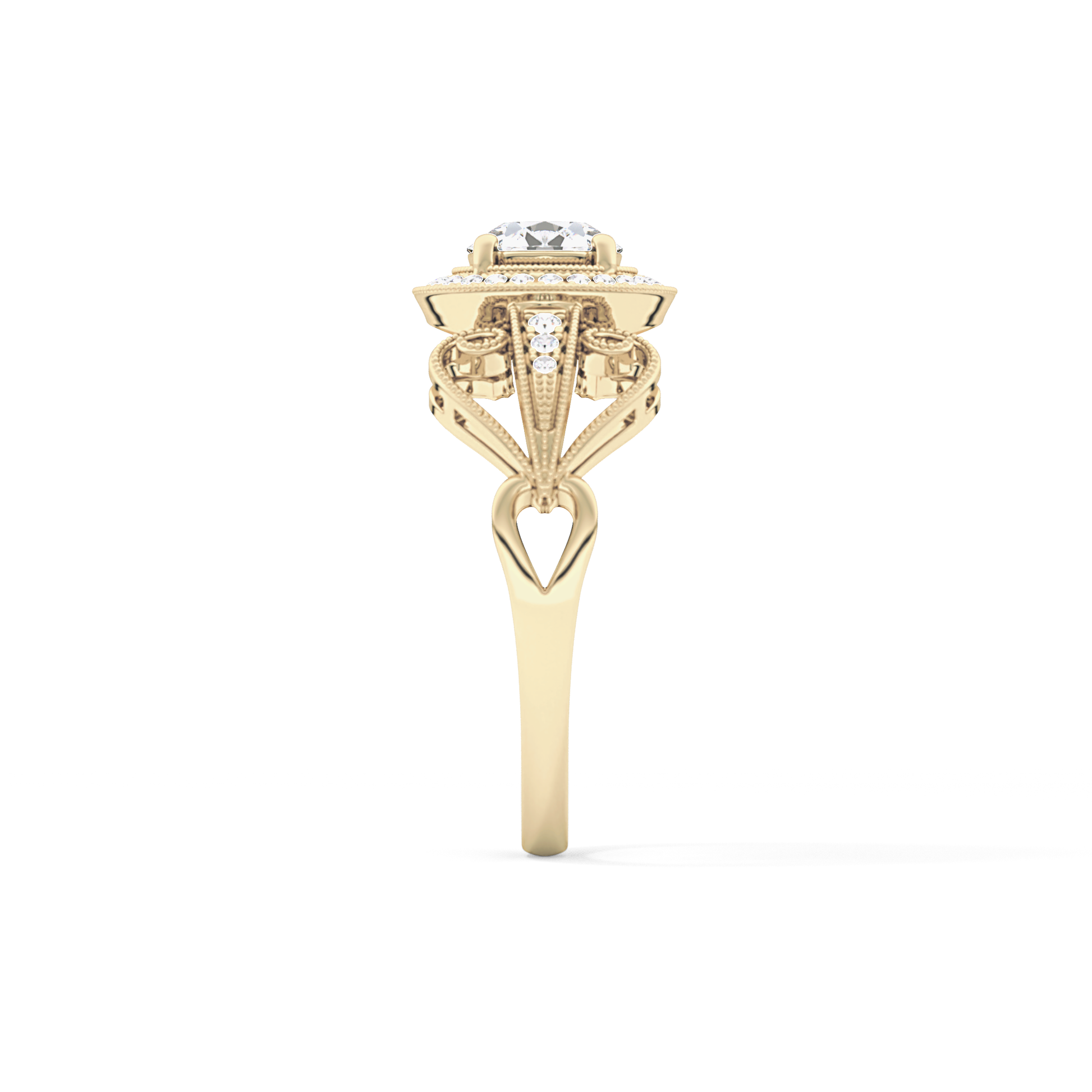 Round Halo & Vintage Art Deco Lab Grown Diamond Engagement Ring