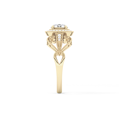 Round Halo & Vintage Art Deco Lab Grown Diamond Engagement Ring
