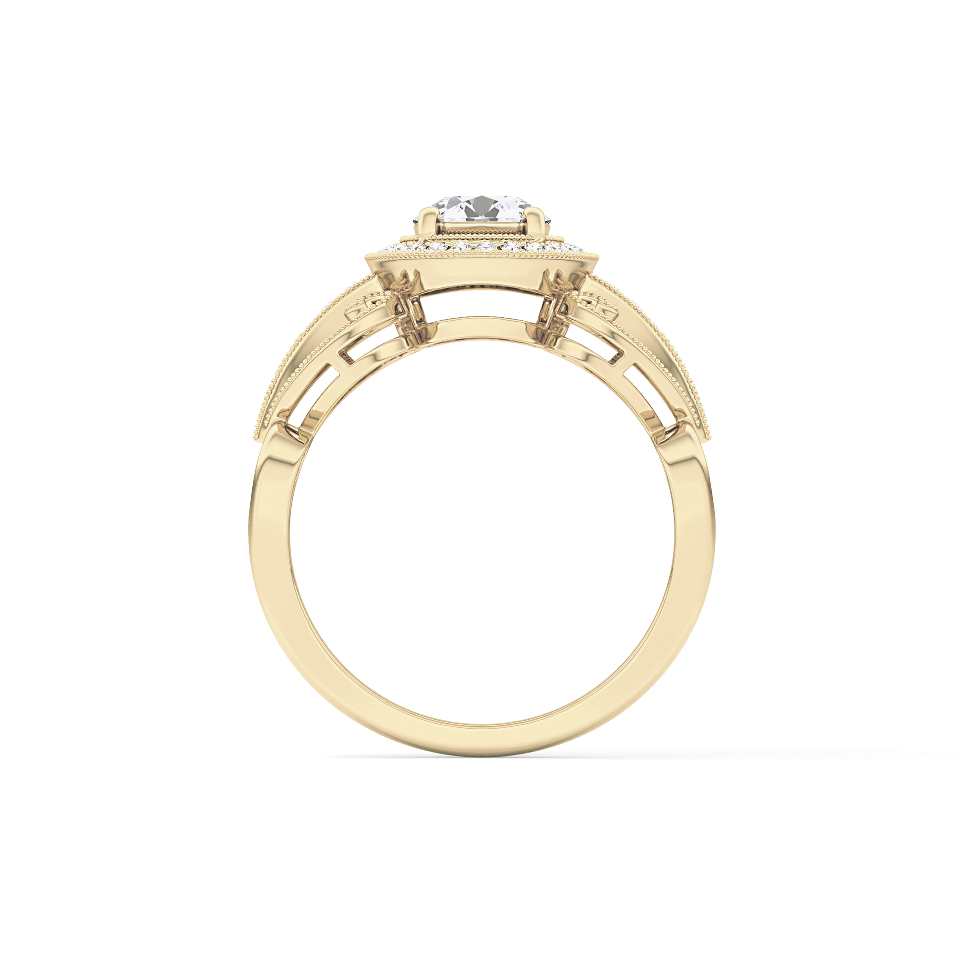 Round Halo & Vintage Art Deco Lab Grown Diamond Engagement Ring