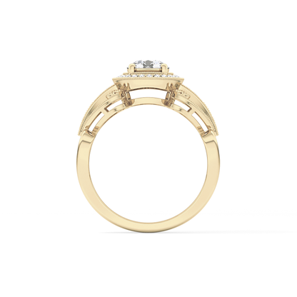 Round Halo & Vintage Art Deco Lab Grown Diamond Engagement Ring