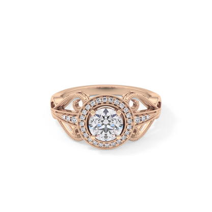 Round Halo & Vintage Art Deco Lab Grown Diamond Engagement Ring