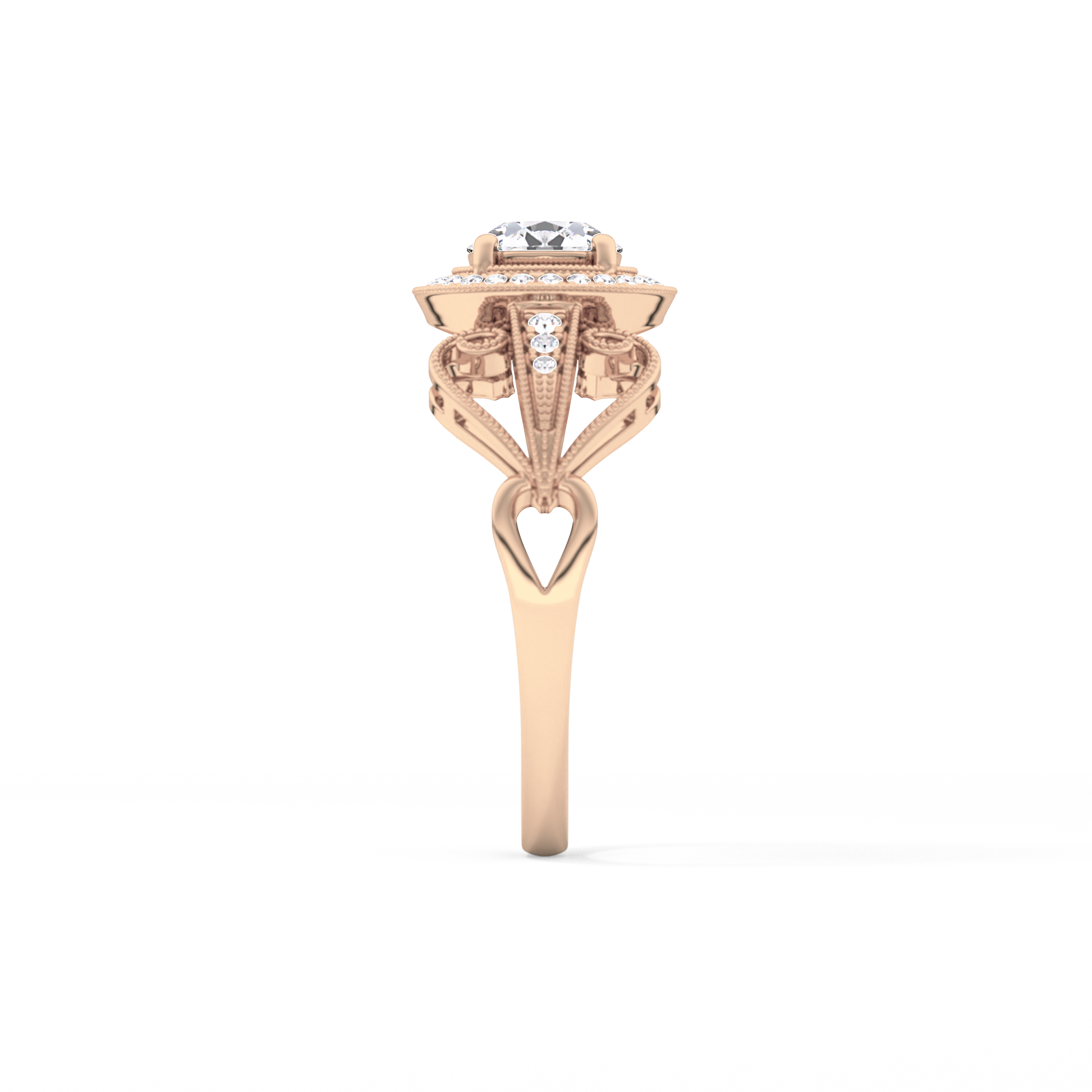 Round Halo & Vintage Art Deco Lab Grown Diamond Engagement Ring