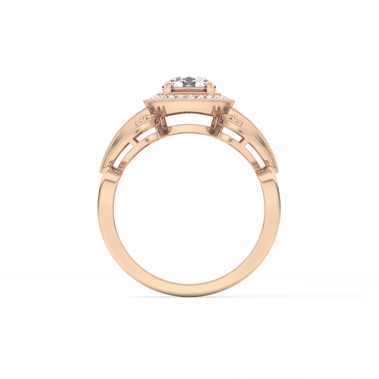 Round Halo & Vintage Art Deco Lab Grown Diamond Engagement Ring
