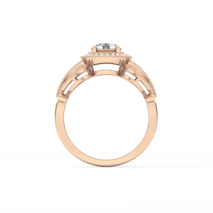 Round Halo & Vintage Art Deco Lab Grown Diamond Engagement Ring