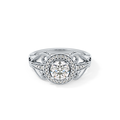 Round Halo & Vintage Art Deco Lab Grown Diamond Engagement Ring