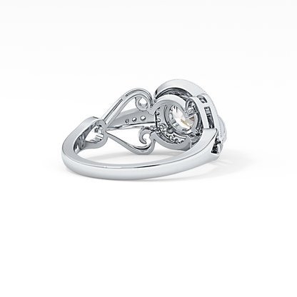 Round Halo & Vintage Art Deco Lab Grown Diamond Engagement Ring