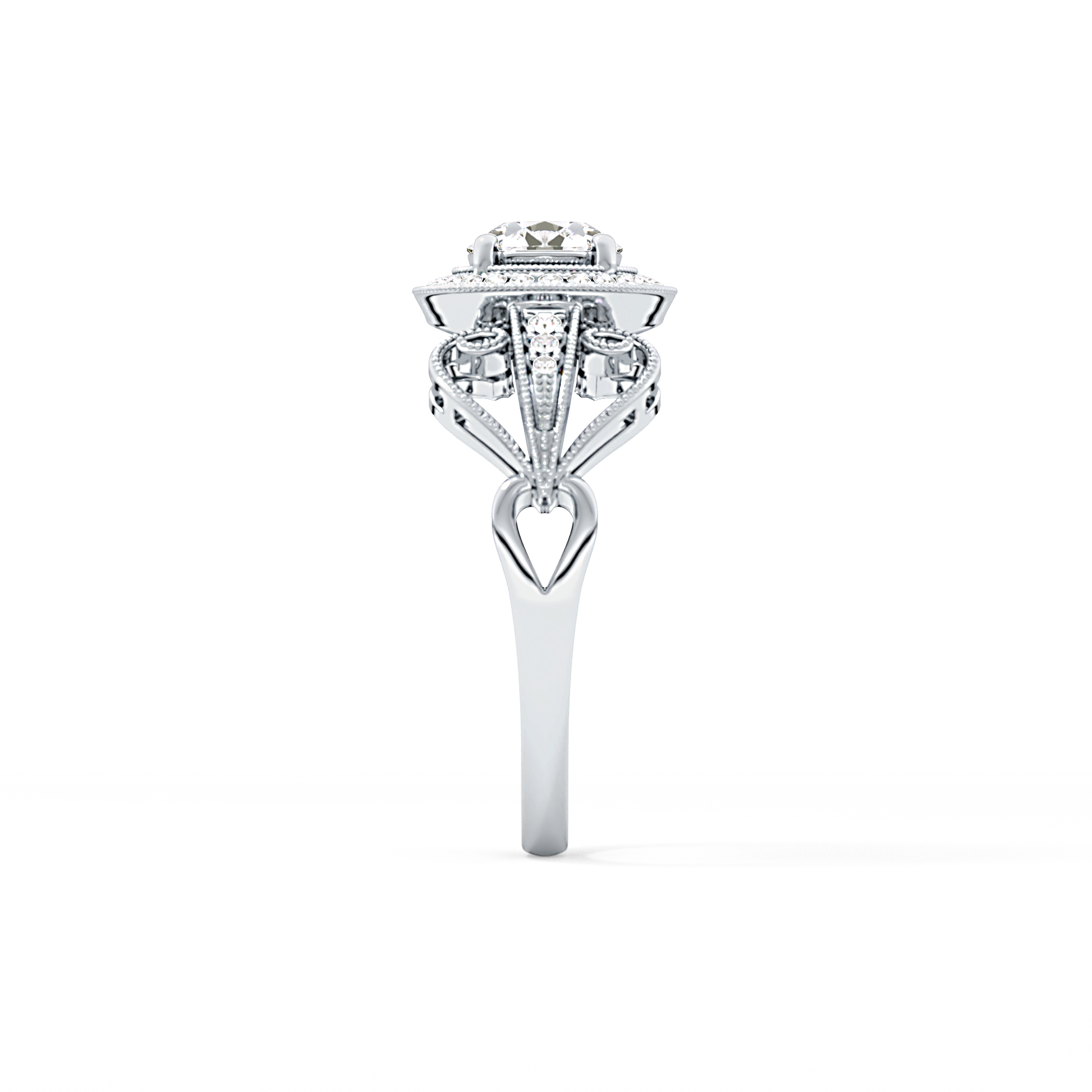 Round Halo & Vintage Art Deco Lab Grown Diamond Engagement Ring