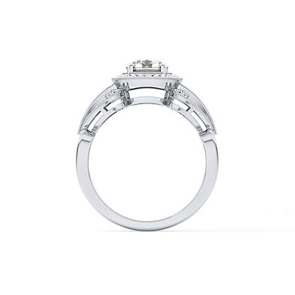 Round Halo & Vintage Art Deco Lab Grown Diamond Engagement Ring