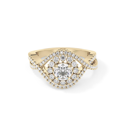 Round Halo & Criss Cross Pave Lab Grown Diamond Engagement Ring
