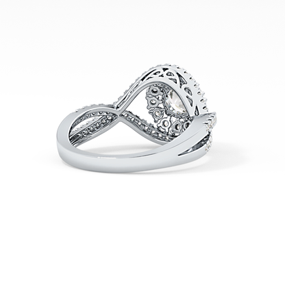 Round Halo & Criss Cross Pave Lab Grown Diamond Engagement Ring