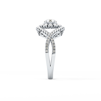 Round Halo & Criss Cross Pave Lab Grown Diamond Engagement Ring