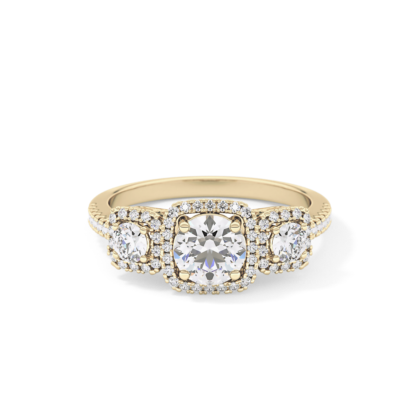 Round Cluster Lab Grown Diamond Engagement Ring
