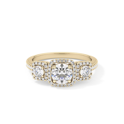 Round Cluster Lab Grown Diamond Engagement Ring