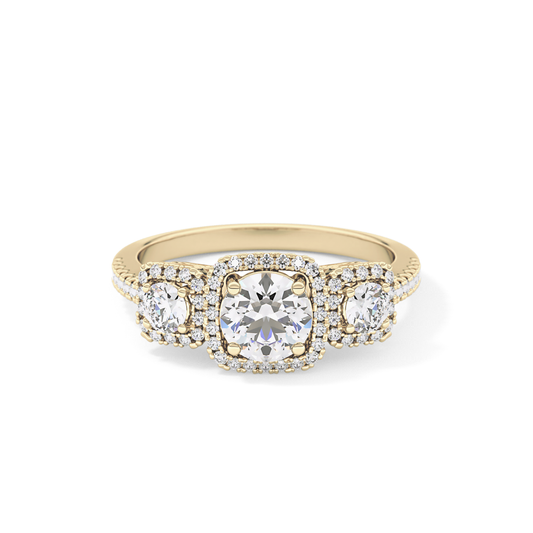 Round Cluster Lab Grown Diamond Engagement Ring