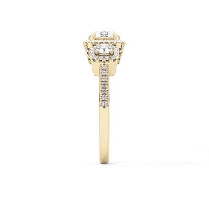 Round Cluster Lab Grown Diamond Engagement Ring