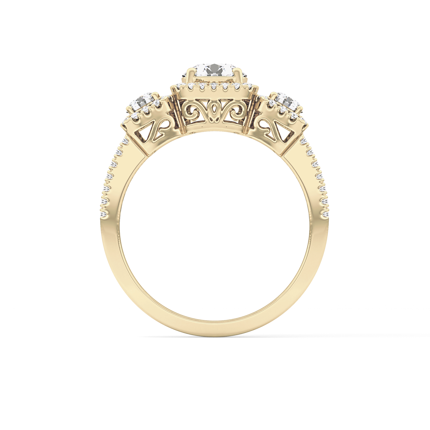 Round Cluster Lab Grown Diamond Engagement Ring