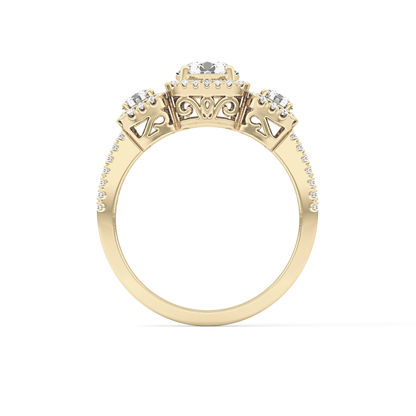 Round Cluster Lab Grown Diamond Engagement Ring