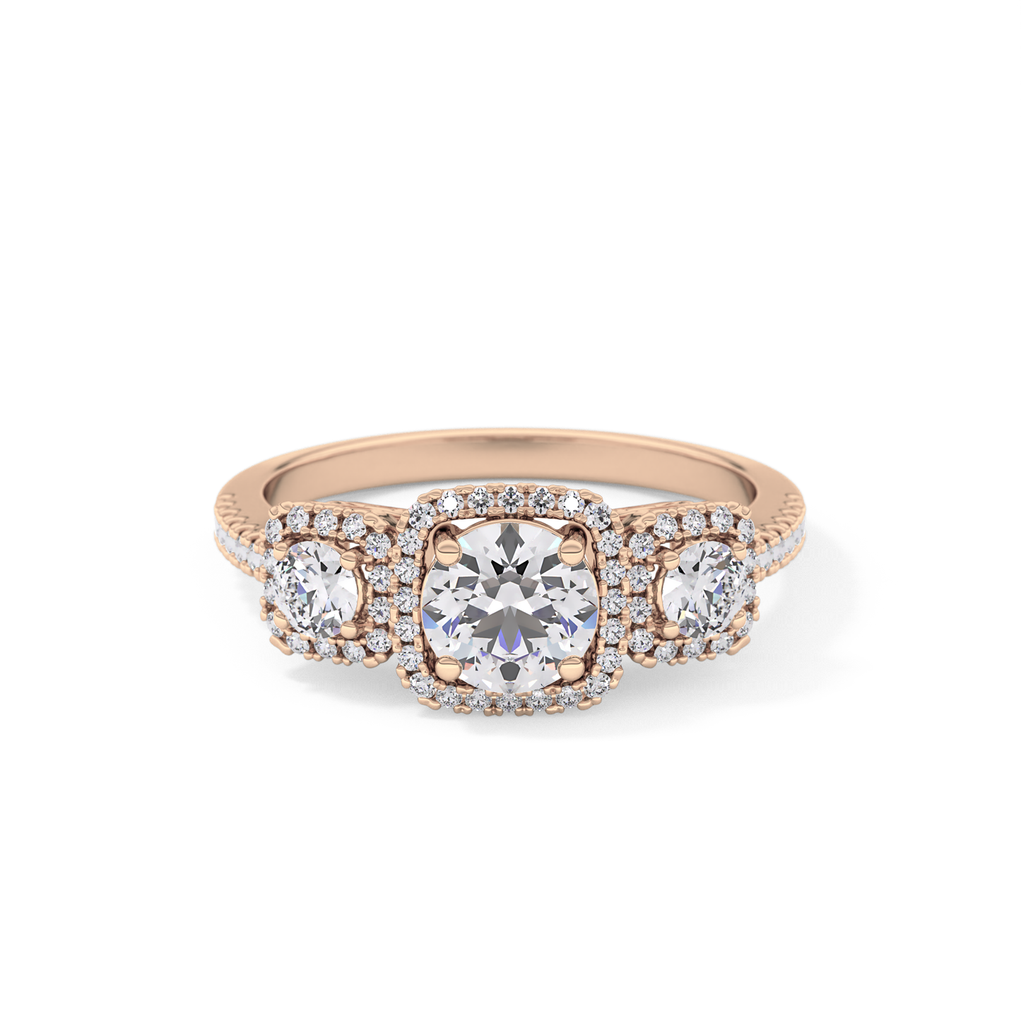 Round Cluster Lab Grown Diamond Engagement Ring