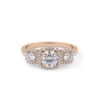 Round Cluster Lab Grown Diamond Engagement Ring